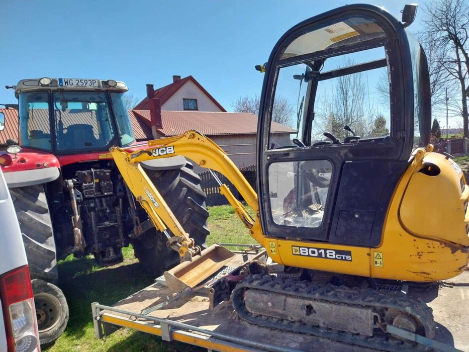 minikoparka JCB 8018 = gotowa do pracy = 3 łyżki = rozsuwane gąsienice