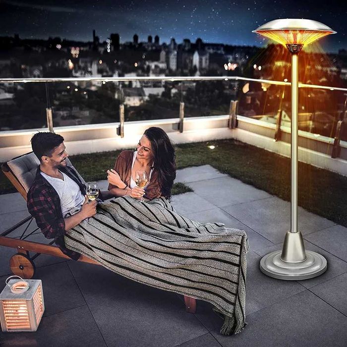 TRESKO Promiennik grzejnik elektryczny na taras  wyświetlaczem LED