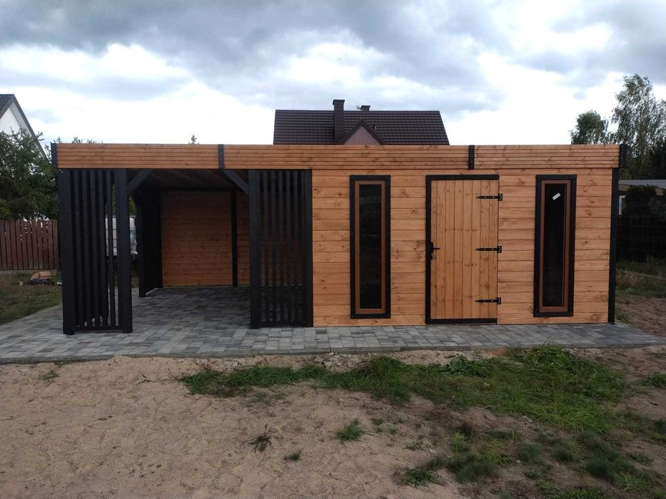 Nowoczesny Domek narzędziowy z Altanką 2w1 "Bocian" 3X6