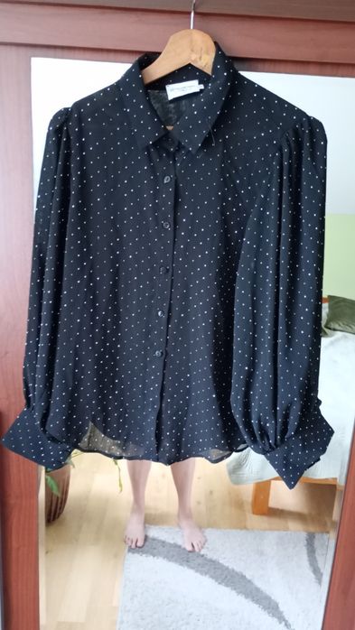 Czarna cekinowa bluzka damska rozmiar S oversize