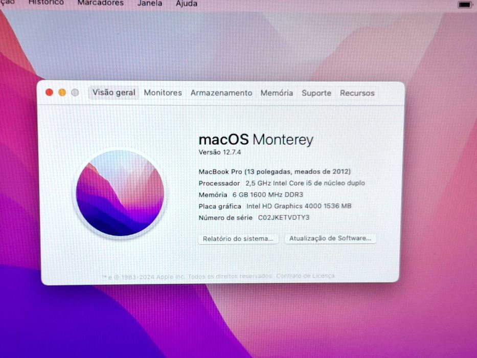 MacBook Pro Ecrã 13,3", Intel Core i7  a 2,9 Ghz | Disco SSD |6 GB RAM