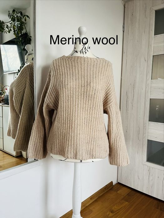 Piekny sweter Holebrook sweden roz.L/M -welna merino