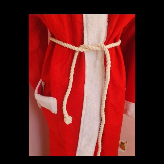 Костюм Санти, Кафтан з капюшоном, шапка, варежки, пасок,фліс віскоза,