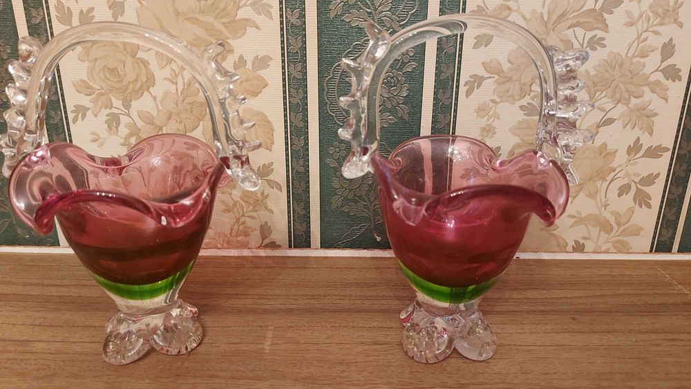 Корзиночки  из чешского стекла