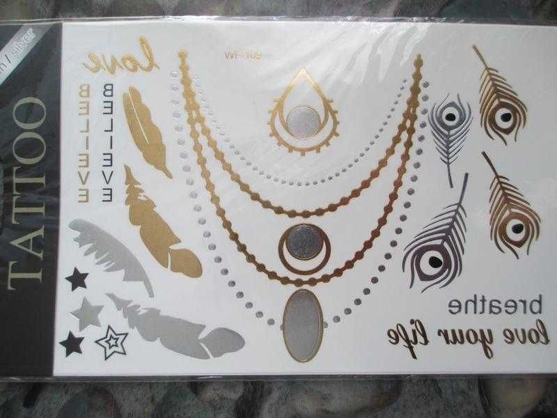 Временные татуировки флэш тату металлик flash tattoo