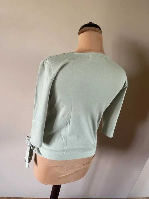 Haft lekka bluzka sweter naszywki szary khaki m l 38 bawelna