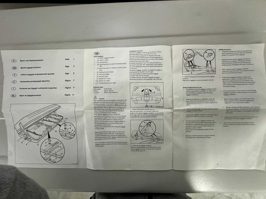 Caixa + barras de tejadilho de grande dimensão MERCEDES BENZ