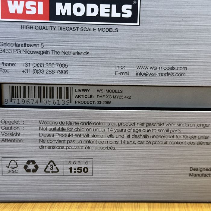 Model 1:50 WSI Daf XG 4x2