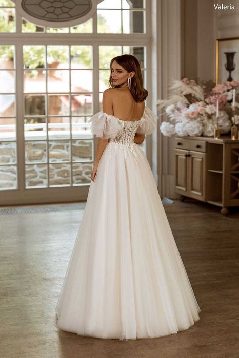 Suknia ślubna Valeria XS/S gorset rękawki Ivory