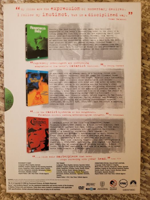 Roman Polanski Kolekcja 3 filmow DVD