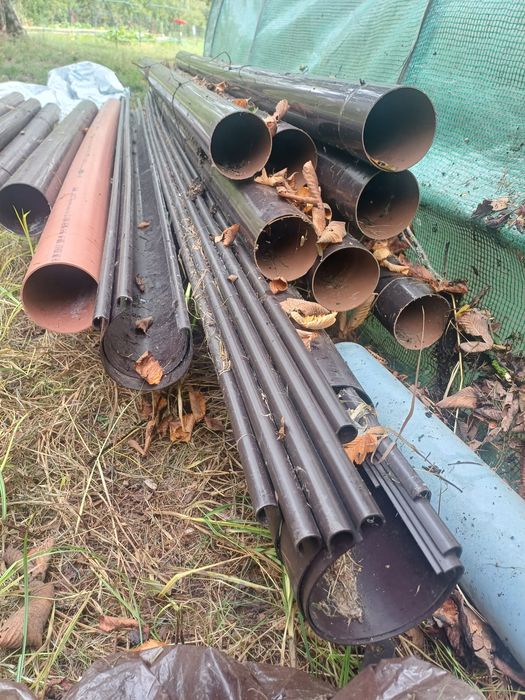 Rury rura spustowa brązowa+ elementy montażowe 125