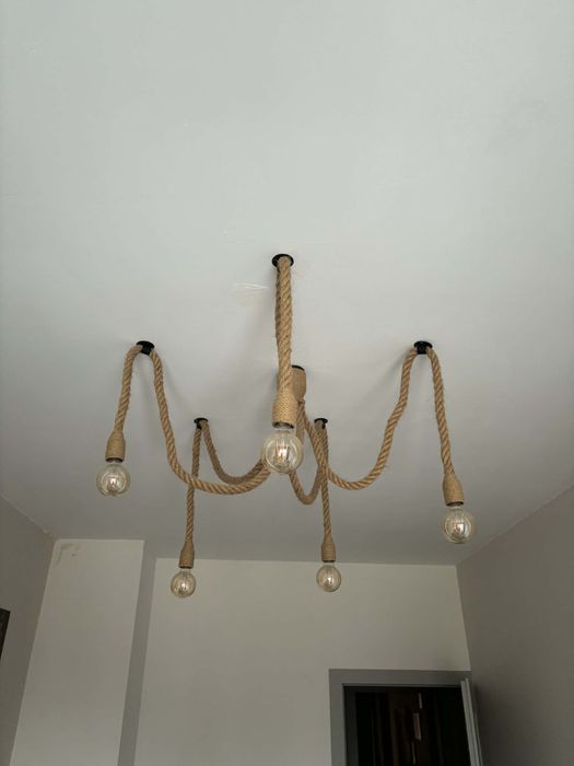 Lampa sufitowa żyrandol loft liny