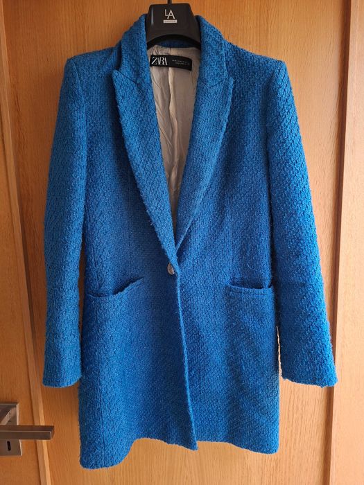 Blazer comprido tecido estruturado Zara