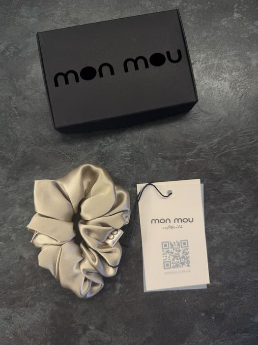 Резинка MonMou шовкова рожева та бежева