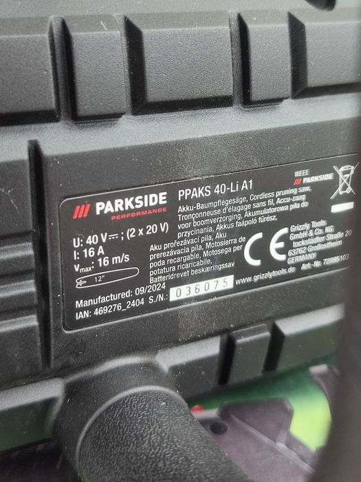 Акумуляторна ланцюгова пила Parkside Performance PPAKS 40-Li A1