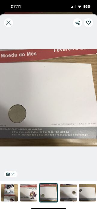 Moedas coleção Philae moeda do mês prata