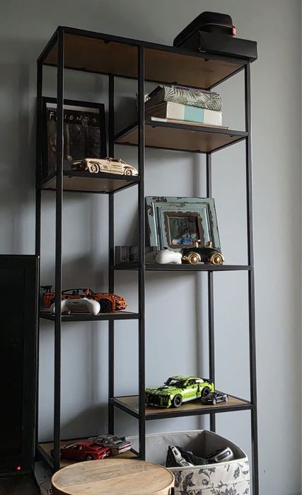 Regał jysk trappedal loft industrial czarno drewniany dąb