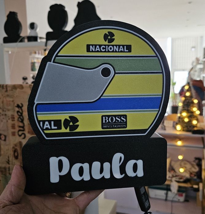 Luminária Capacete Senna com nome personalizável