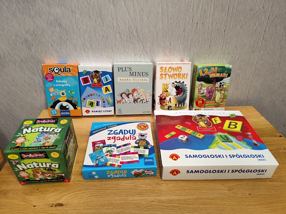 Zestaw 8 gier edukacyjnych (SłowoStworki, Zgaduj Zgadula, Pamięć itd.)