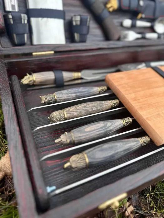 Набір шампурів у дерев'яному кейсі "ВІВАТ" Подарунок, подарок, Мужчине