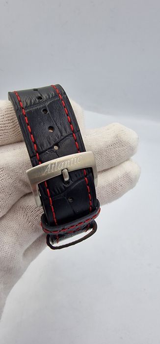 Atlantic Seasport Chronograph Gunmetal Black - szafir, skóra, Swiss