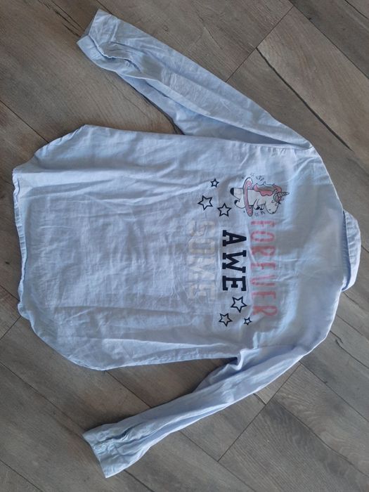 Zestaw paka koszula bluzka elegancka dziewczęca jednorożec 140/146