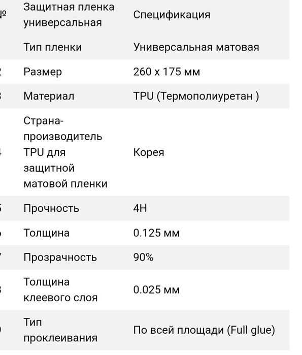Защитная пленка для планшетов универсальная 9-11