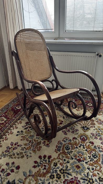 Fotel bujany VINTAGE z giętego drewna – styl PROWANSALSKI / Thonet
