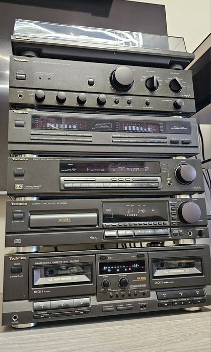 Technics-zestaw audio, wieża 6el.z gramofonem automatycznym-bdb.stan