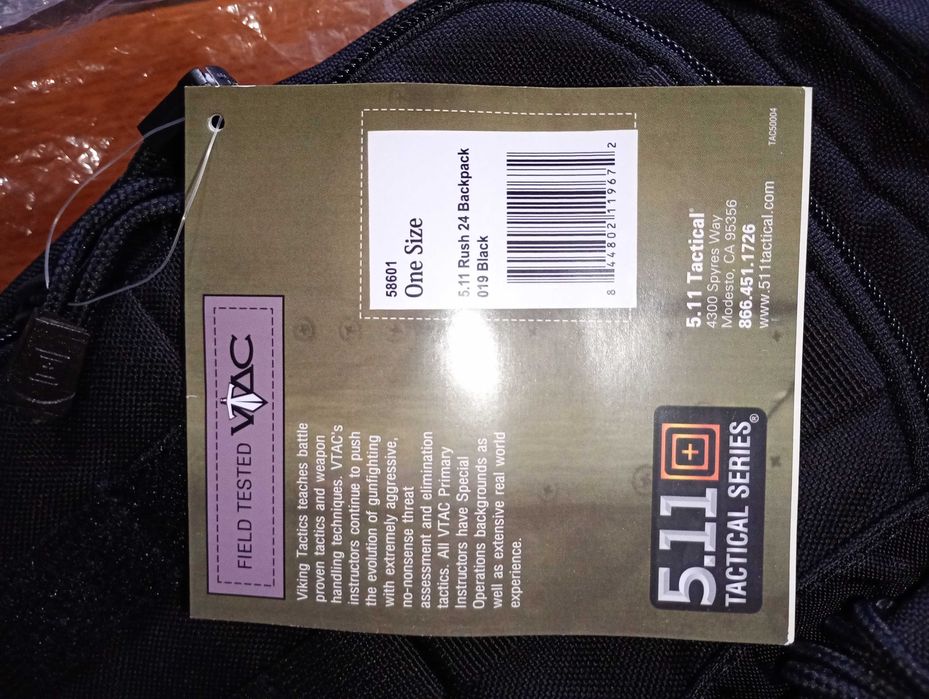 Новый рюкзак 5.11 Tactical Rush 24/12 черный/зеленый 37/24л, из США