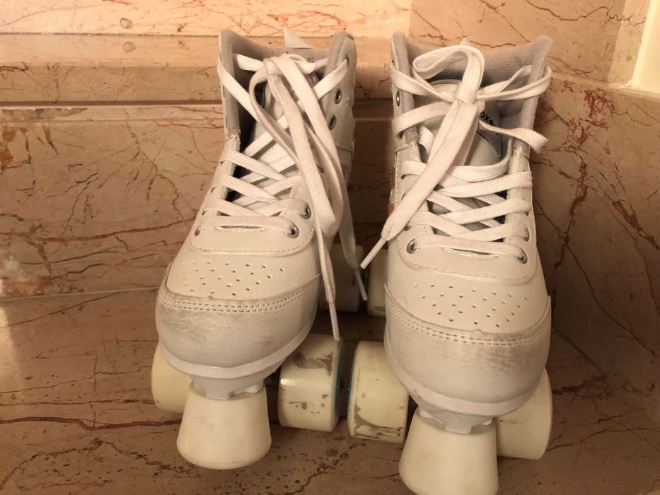 Patins de 4 Rodas QUAD 100 Criança Branco Holográfico - OXELO