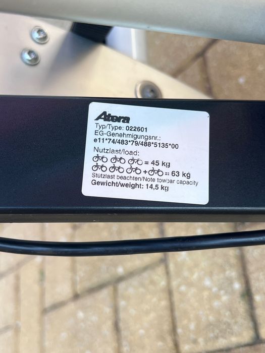 Atera Strada DL3 Tow bar 3 Bike Rack - portabicicletas