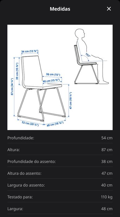 Conjunto de 4 cadeiras IKEA LILLÅNÄS