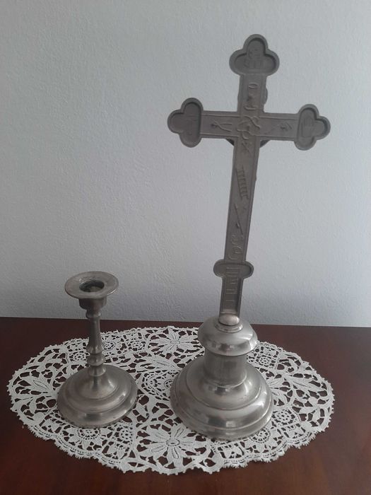 Tradycyjny zestaw kolędowy krzyż 2 x świecznik