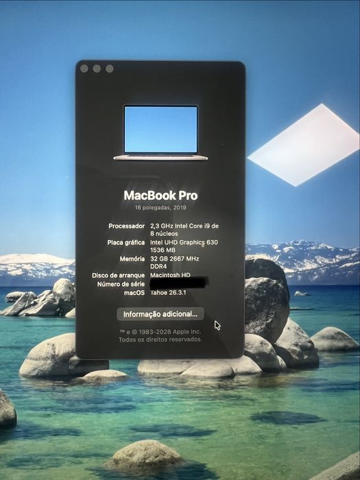Apple Macbook Pro 16" 2019 Intel i9 32GB Ram 1 TB SSD Teclado PT