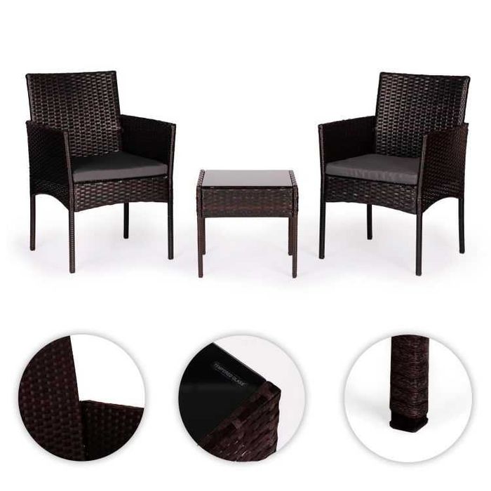 MEBLE OGRODOWE Caffee AMERICANO 2 - stolik + 2xfotel - Wielosezonowe