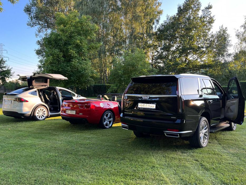 Auto samochód do ślubu - Cadillac Escalade, Chevrolet Camaro, Tesla X