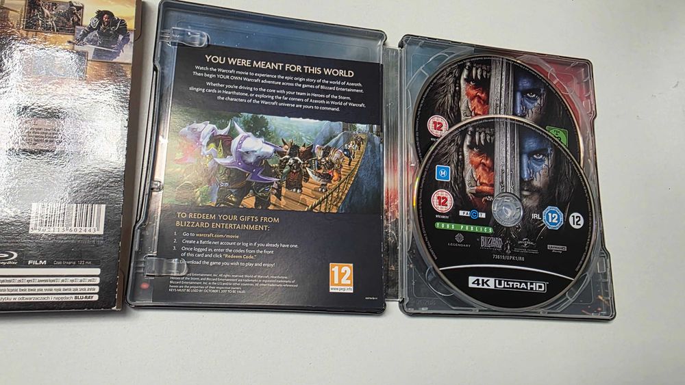 blu ray Warcraft 4k + BD PL steelbook