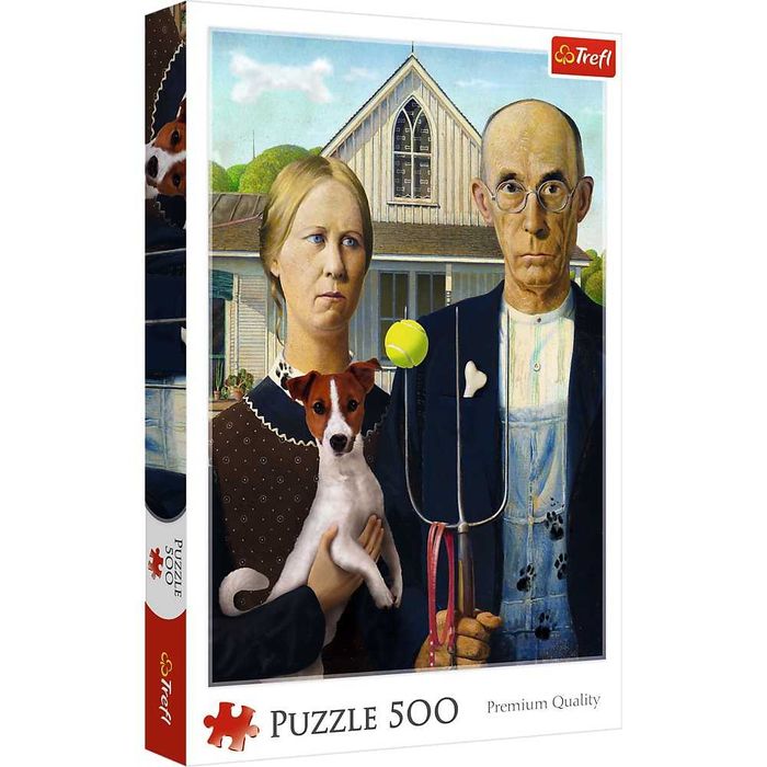 Trefl Puzzle 500 el. Amercian Gothic Psia edycja 37526