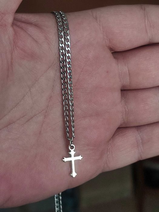 Naszyjnik pancerka stal szlachetna 55 cm 3 mm + krzyżyk