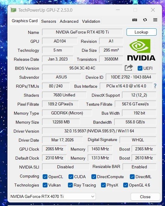 Видеокарта ASUS Nvidia GeForce RTX 4070 Ti TUF Gaming OC Edition 12GB