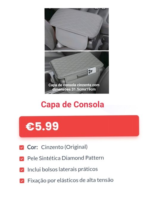 Capas assento automóvel+ Capa Consola Apoio Braços+ Aparafusadora Eléctrica