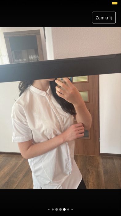 Biała sukienka/tunika z koszulowego materiału, Reserved