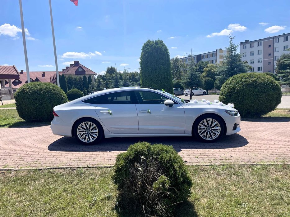 Audi Nowe A7 Premium - Auto na Twój Ślub Wesele Biały Samochód Wynajem