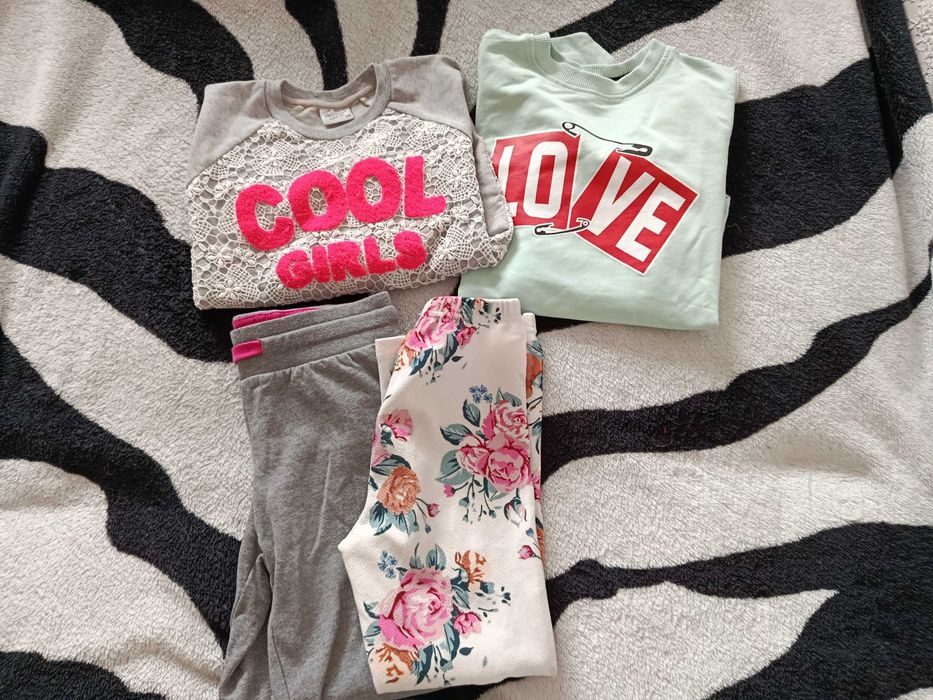 Paka ładnych ubranek dla dziewczynki 116, 122 sukienki, kurtka