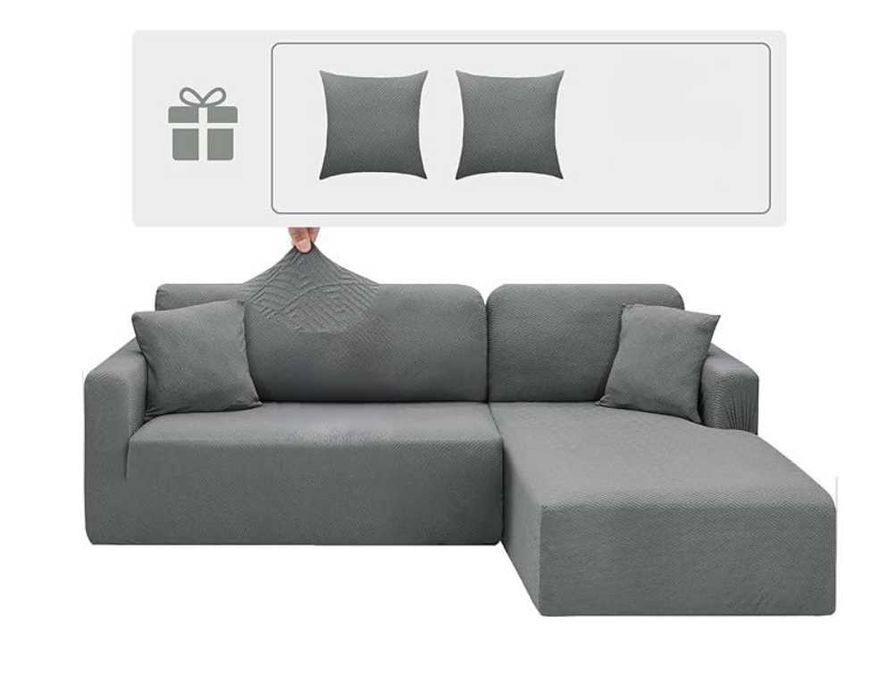 Elastyczny pokrowiec na narożnik L 1+2 (2 części) + 2 poszewki 40×40