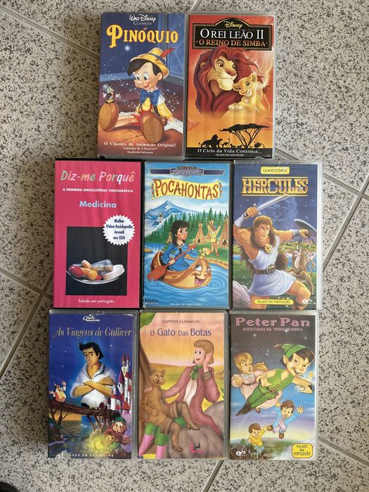 8 cassetes VHS para crianças