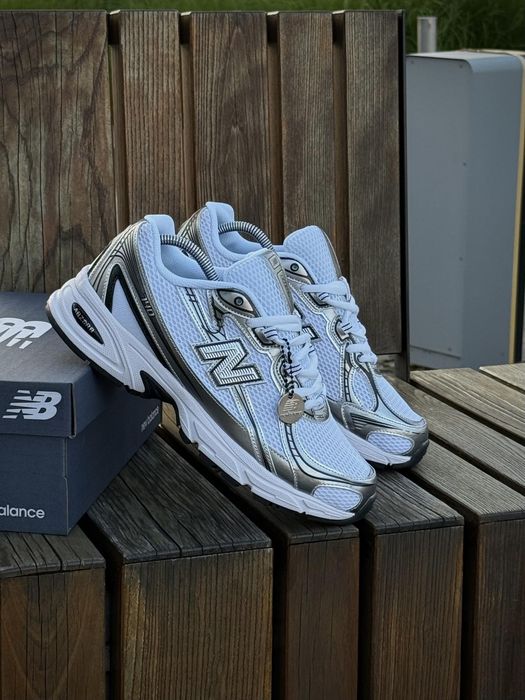 Кросівки New Balance білі зі сріблом сітка, весна - літо кроссовки нью беланс