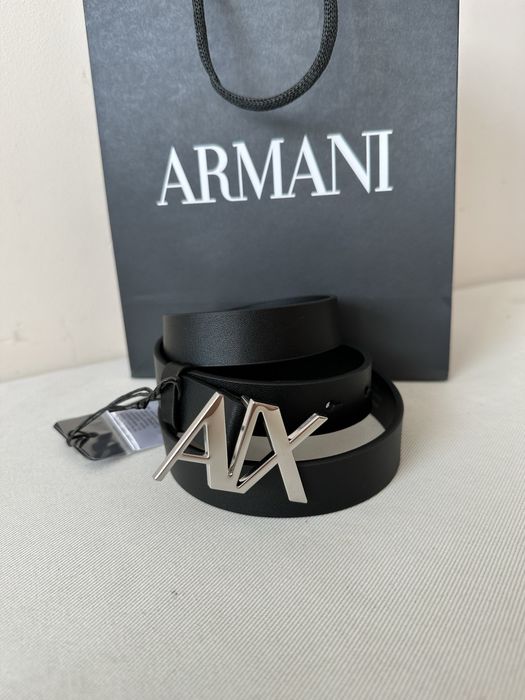 Pasek AX czarny skórzany Armani Exchange 90cm unisex