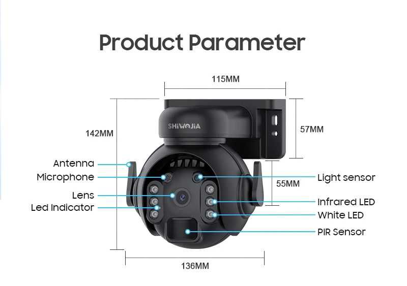 Зовнішня 4G камера SHIWOJIA  Zoom 5MP сонячна панель акум. 7800 mAh